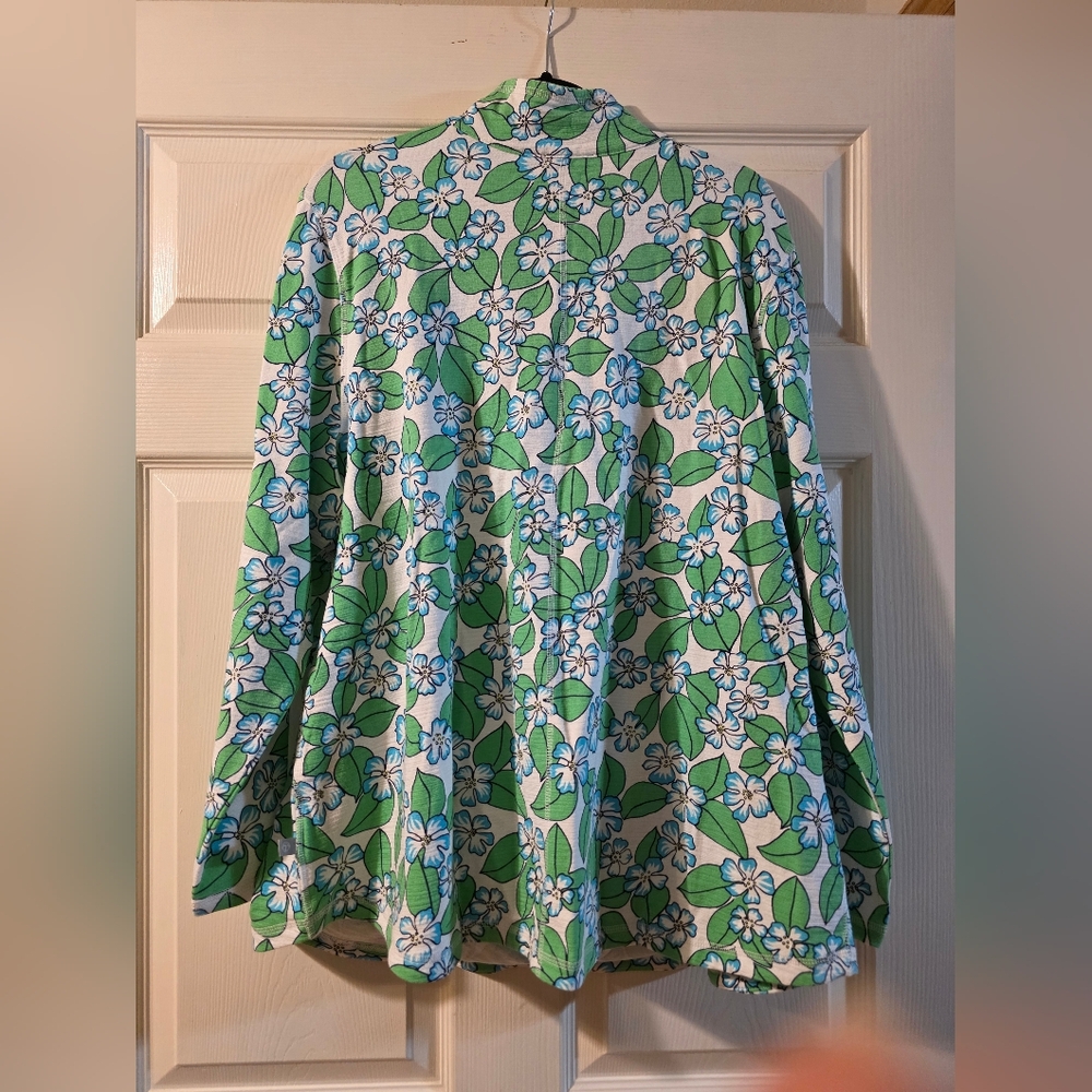 NWT TALBOTS Floral Quarter-Zip Pullover Top - Green Floral SZ 2XL - Picture 3 of 10